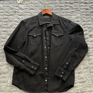DSTLD western shirt in all black with black snap buttons